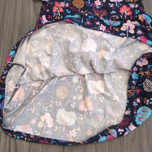 3/$20 Picapino Printed Midi Dress Short Sleeve Flared Girls Size 6 Pink Blue - Picture 6 of 11